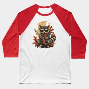 Raccoon Samurai Warrior And Sword Design Baseball T-Shirt
